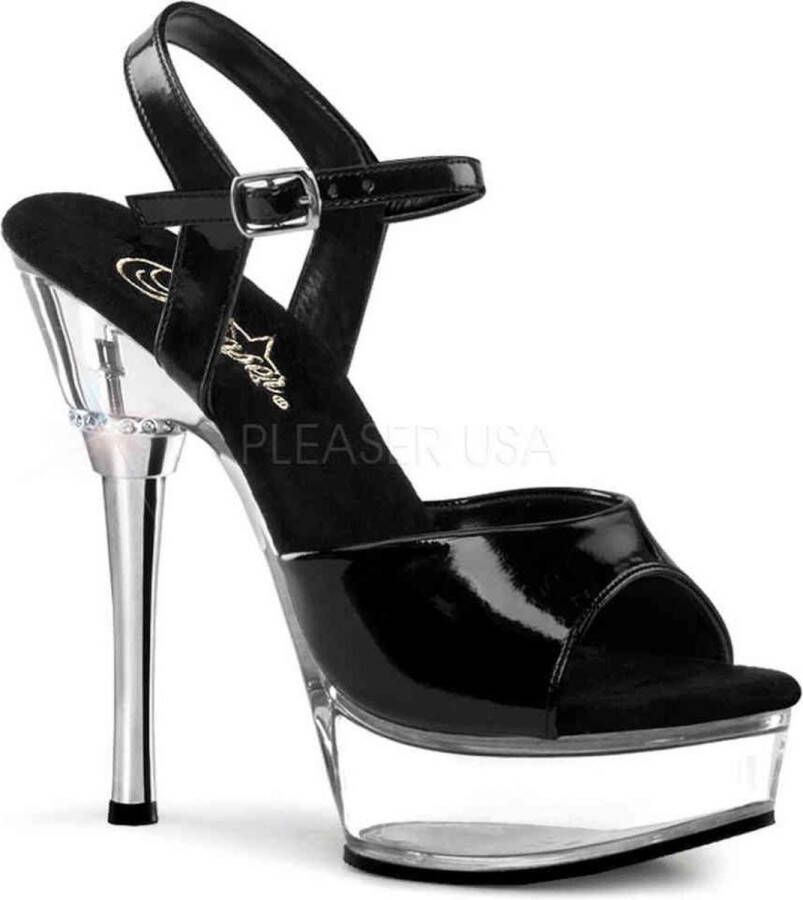 Pleaser ALLURE-609 Sandaal met enkelband 40 Shoes Zwart Transparant