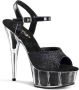 Pleaser DELIGHT-609-5G Sandaal met enkelband 45 Shoes Zwart - Thumbnail 1