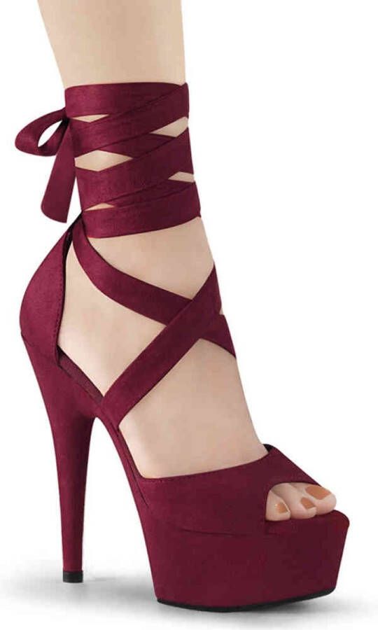 Pleaser DELIGHT-679 Sandaal met enkelband 35 Shoes Bordeaux rood