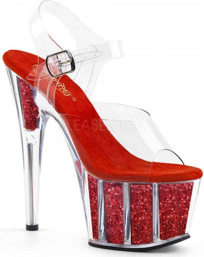 Pleaser Sandaal met enkelband Paaldans schoenen 35 Shoes ADORE 708G Paaldans schoenen Rood