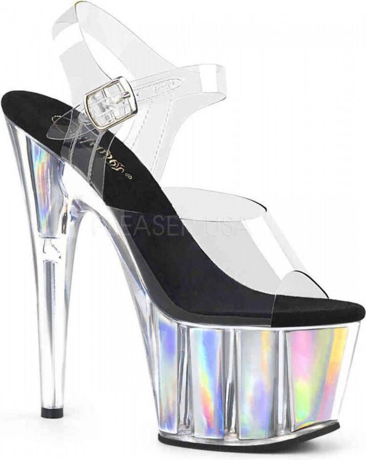 Pleaser Sandaal met enkelband Paaldans schoenen 35 Shoes ADORE 708HGI Paaldans schoenen Zilverkleurig