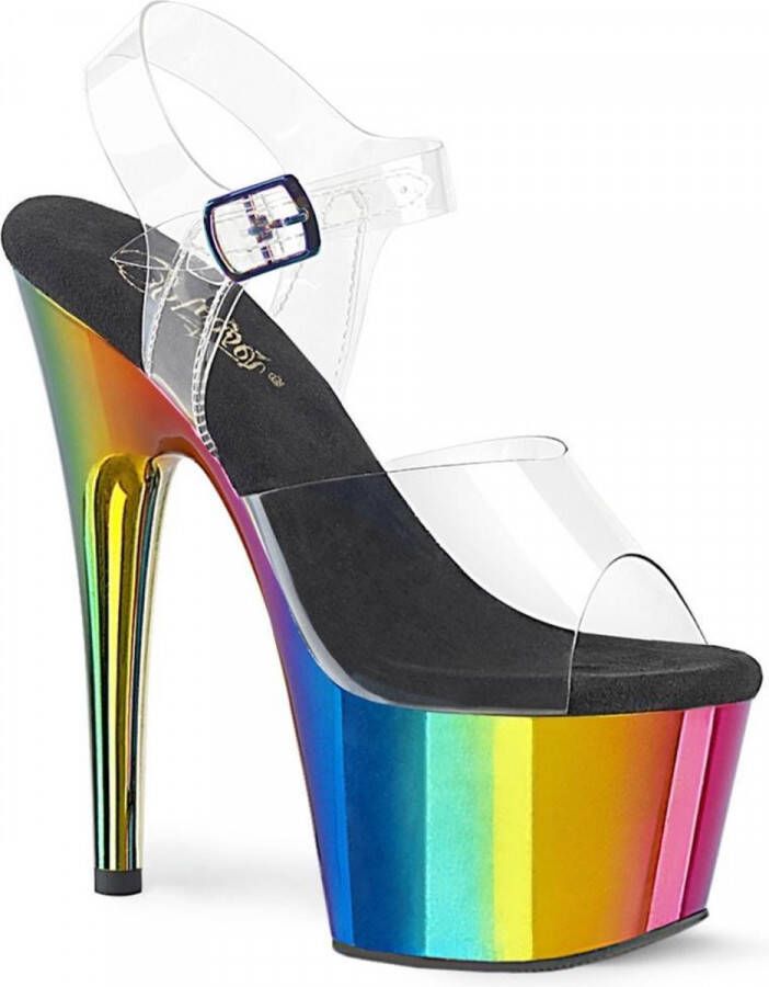 Pleaser Sandaal met enkelband Paaldans schoenen 35 Shoes ADORE 708RC Paaldans schoenen Multicolours Transparant