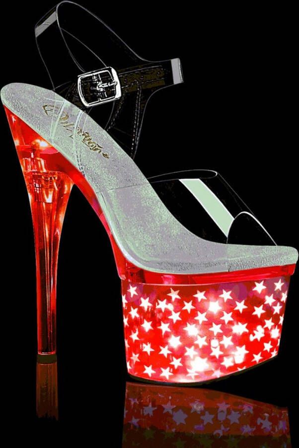 Pleaser Sandaal met enkelband Paaldans schoenen 35 Shoes DISCOLITE 708STAR Transparant