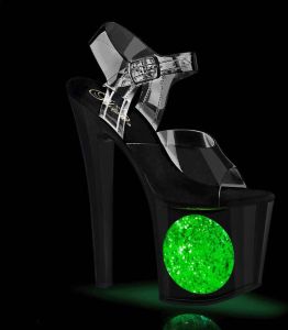 Pleaser . Sandaal met enkelband Paaldans schoenen 35 Shoes ENCHANT 708LT CIRCLE Zwart Transparant