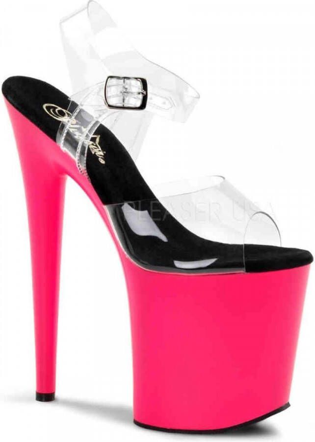 Pleaser Sandaal met enkelband Paaldans schoenen 35 Shoes FLAMINGO 808UV Paaldans schoenen Roze Transparant