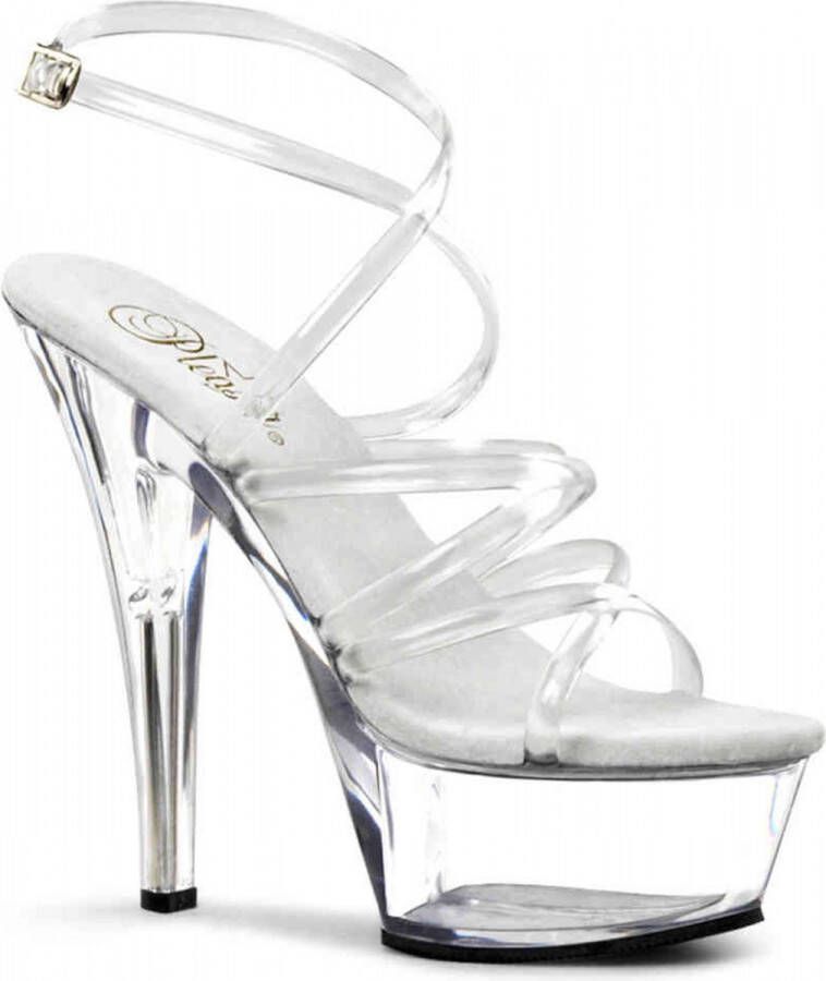 Pleaser Sandaal met enkelband Paaldans schoenen 35 Shoes KISS 206 Paaldans schoenen Zwart Zilverkleurig