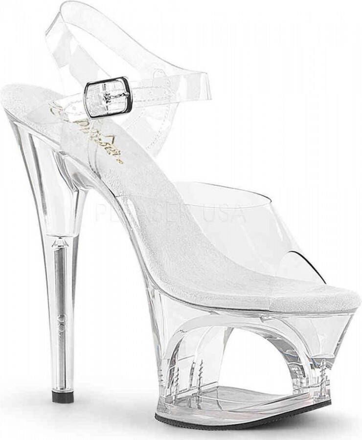 Pleaser Sandaal met enkelband Paaldans schoenen 35 Shoes MOON 708 Paaldans schoenen Transparant
