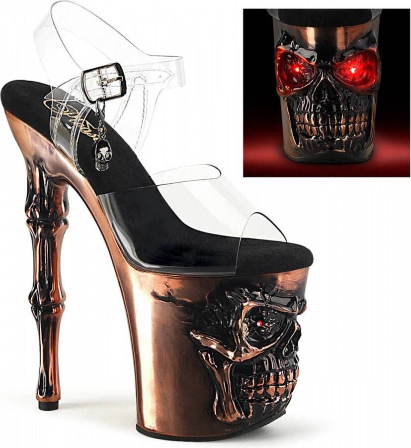 Pleaser Sandaal met enkelband Paaldans schoenen 35 Shoes RAPTURE 808 LT Transparant Bronskleurig