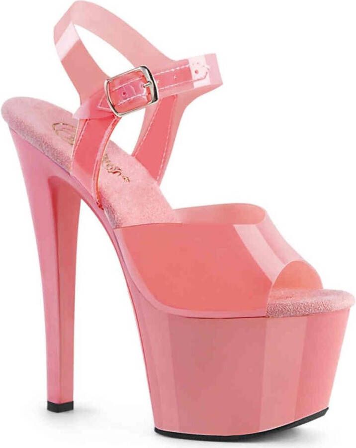 Pleaser Sandaal met enkelband Paaldans schoenen 35 Shoes SKY 308GF Paaldans schoenen Zwart Transparant