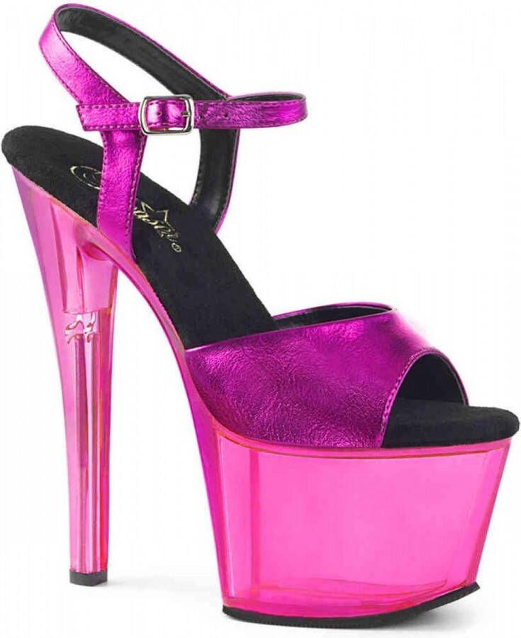 Pleaser Sandaal met enkelband Paaldans schoenen 35 Shoes SKY 308WHG Paaldans schoenen Roze Transparant