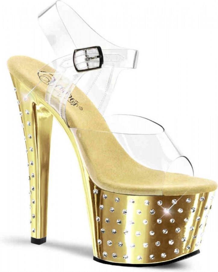 Pleaser Sandaal met enkelband Paaldans schoenen 35 Shoes STARDUST 708 Paaldans schoenen Goudkleurig