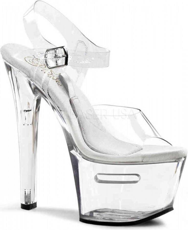 Pleaser Sandaal met enkelband Paaldans schoenen 35 Shoes TIPJAR 708 2 Paaldans schoenen Transparant Zilverkleurig