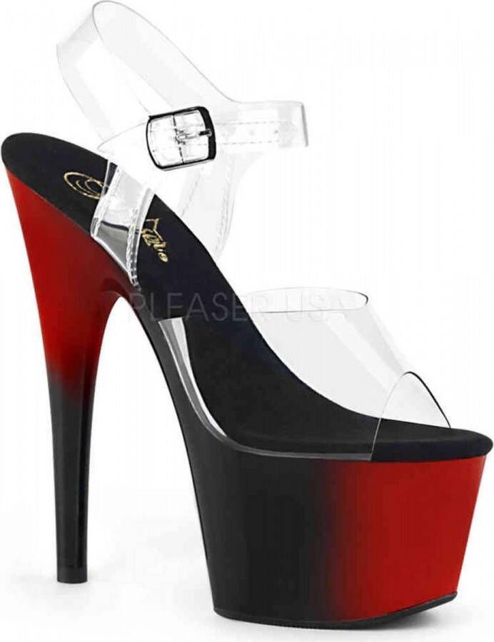 Pleaser Sandaal met enkelband Paaldans schoenen 36 Shoes ADORE 708BR Paaldans schoenen Zwart Rood