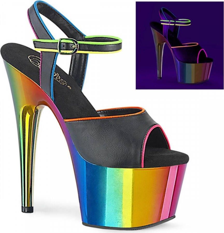 Pleaser Sandaal met enkelband Paaldans schoenen 36 Shoes ADORE 709RC 02 Paaldans schoenen Multicolours Zwart