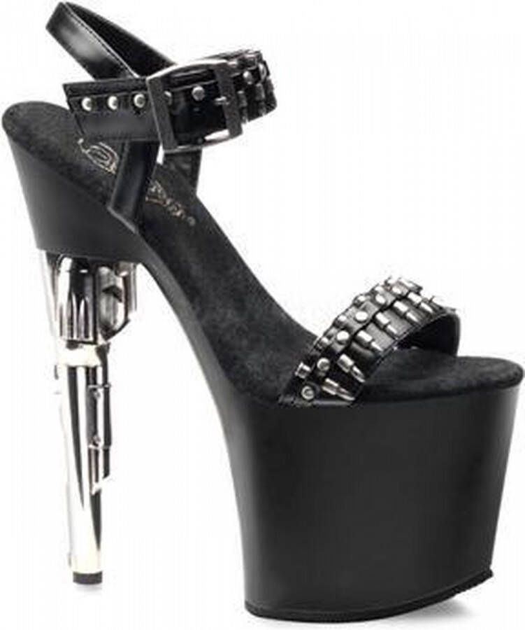 Pleaser Sandaal met enkelband Paaldans schoenen 36 Shoes BONDGIRL 712 Paaldans schoenen Zwart Zilverkleurig