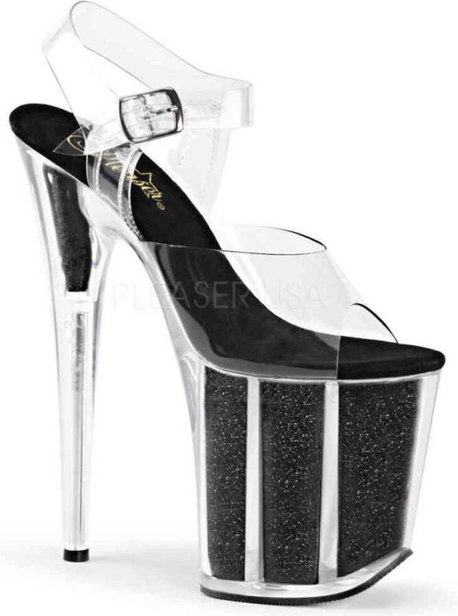 Pleaser Sandaal met enkelband Paaldans schoenen 36 Shoes FLAMINGO 808G Paaldans schoenen Zwart Transparant