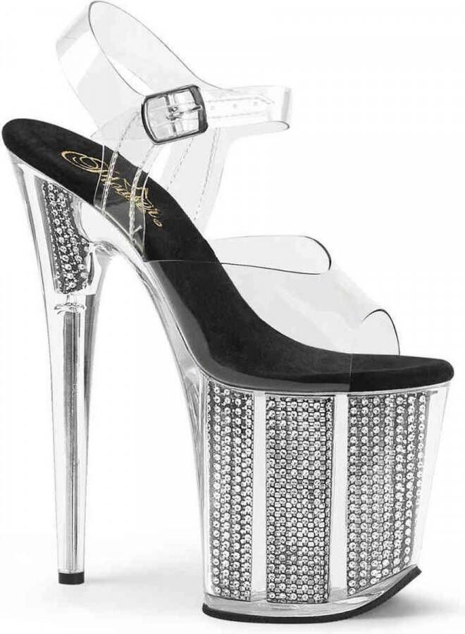 Pleaser Sandaal met enkelband Paaldans schoenen 36 Shoes FLAMINGO 808SRS Paaldans schoenen Zilverkleurig Transparant