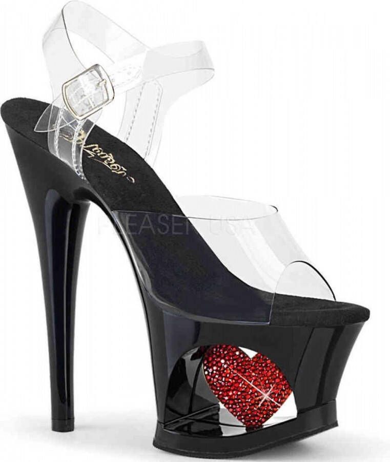 Pleaser Sandaal met enkelband Paaldans schoenen 36 Shoes MOON 708HRS Paaldans schoenen Zwart Rood