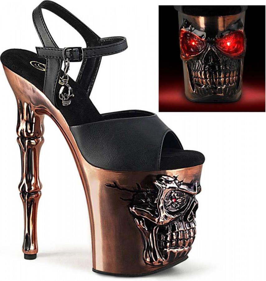 Pleaser Sandaal met enkelband Paaldans schoenen 36 Shoes RAPTURE 809 LT Zwart Bronskleurig