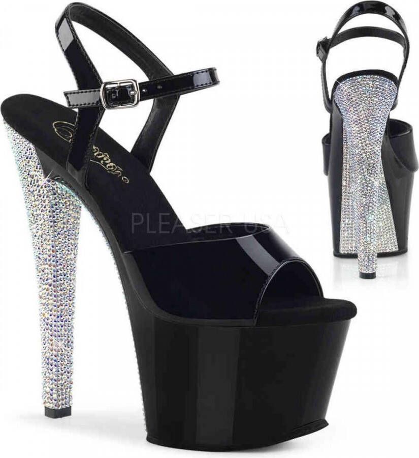 Pleaser Sandaal met enkelband Paaldans schoenen 36 Shoes SKY 309CHRS Paaldans schoenen Zwart Zilverkleurig