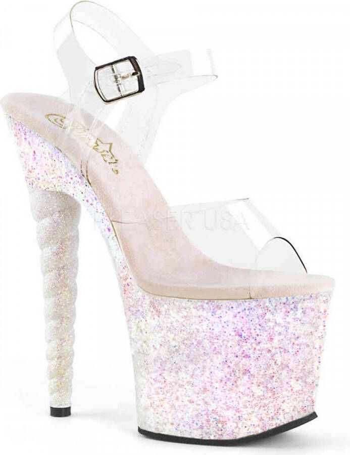 Pleaser Sandaal met enkelband Paaldans schoenen 36 Shoes UNICORN 708LG Paaldans schoenen Transparant