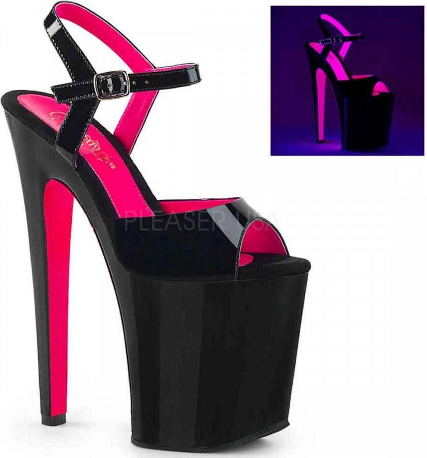 Pleaser Sandaal met enkelband Paaldans schoenen 36 Shoes XTREME 809TT Paaldans schoenen Zwart Roze