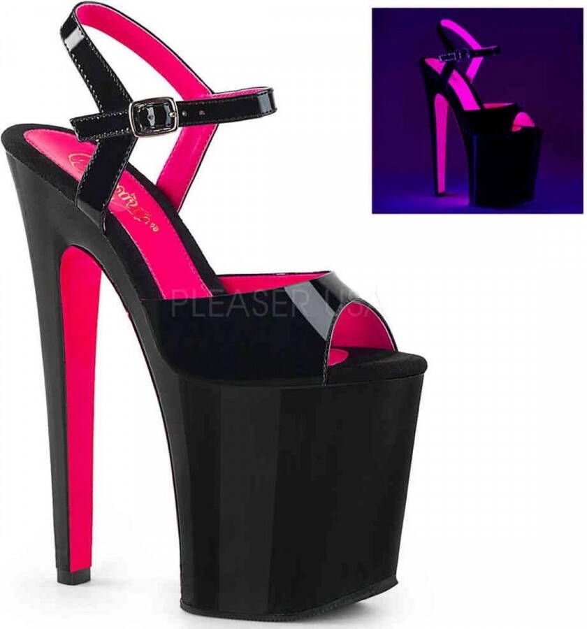 pleaser Sandaal met enkelband Paaldans schoenen 36 Shoes XTREME 809TT Paaldans schoenen Zwart Roze