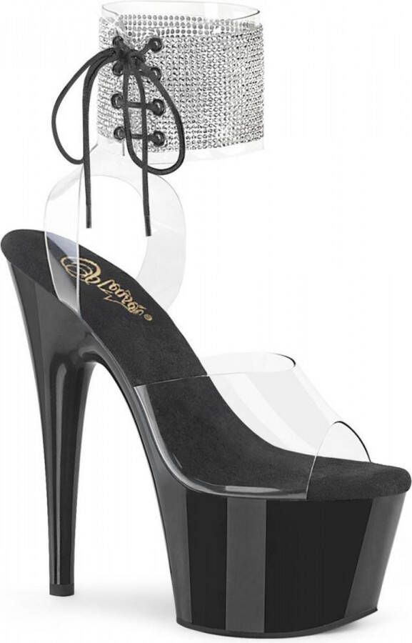 Pleaser Sandaal met enkelband Paaldans schoenen 35 Shoes ADORE 791 2RS Paaldans schoenen Zilverkleurig Zwart