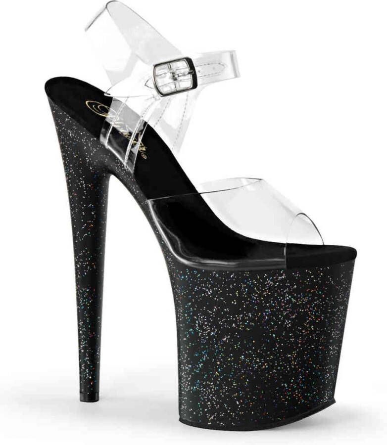 Pleaser Sandaal met enkelband Paaldans schoenen 37 Shoes FLAMINGO 808MG Paaldans schoenen Zwart Transparant