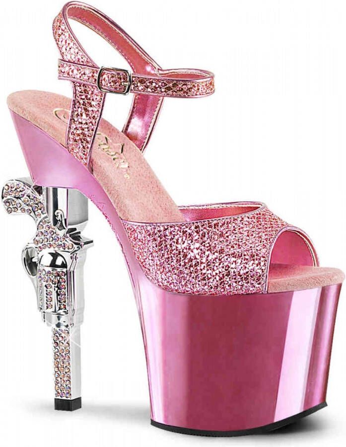 Pleaser Sandaal met enkelband Paaldans schoenen 37 Shoes REVOLVER 709G Paaldans schoenen Roze