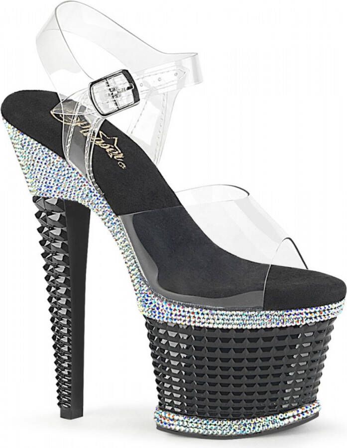 Pleaser Sandaal met enkelband Paaldans schoenen 37 Shoes SPECTATOR 708RS Transparant Zwart