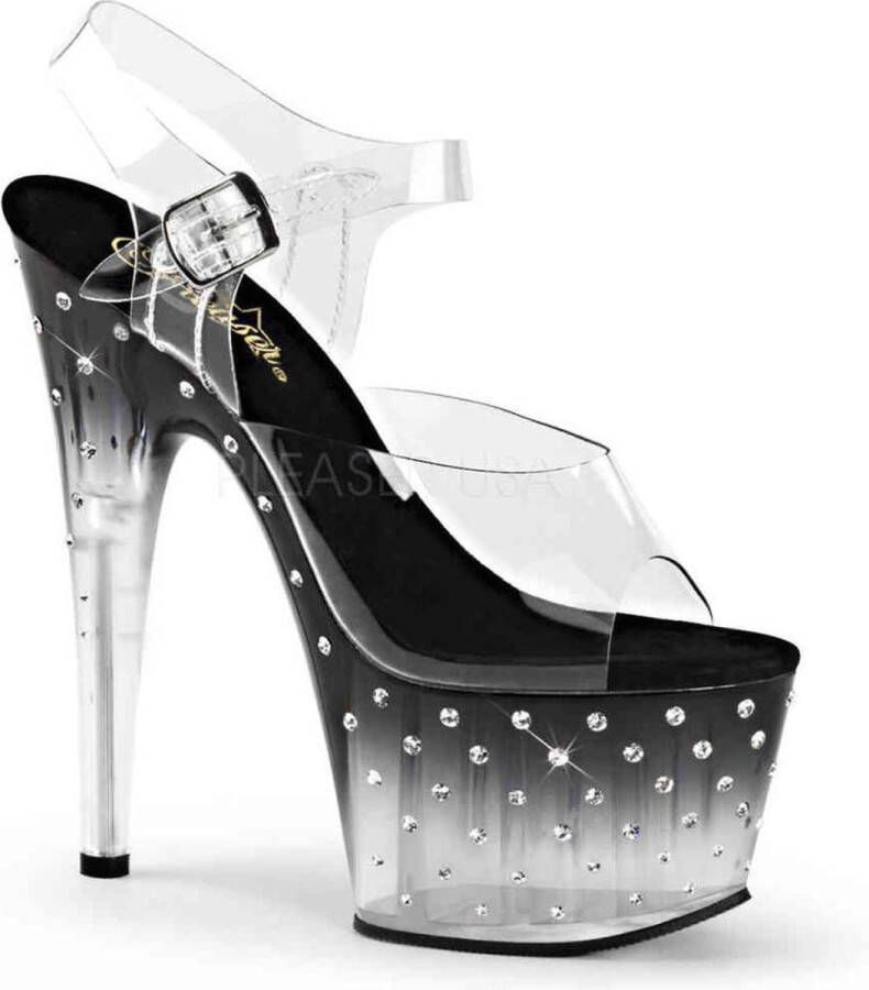 Pleaser Sandaal met enkelband Paaldans schoenen 37 Shoes STARDUST 708T Paaldans schoenen Zwart Transparant
