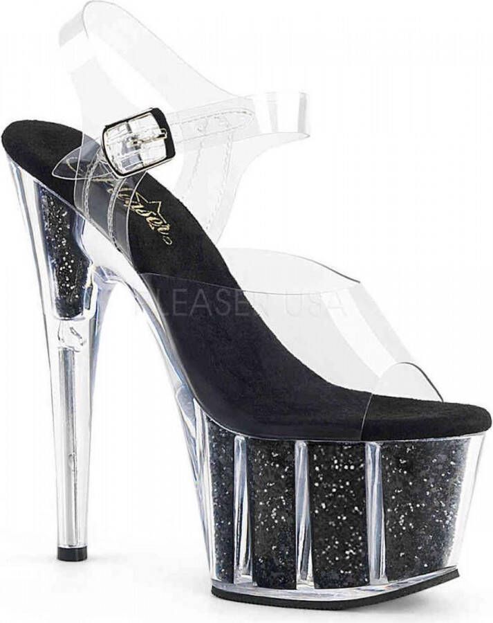 Pleaser Sandaal met enkelband Paaldans schoenen 38 Shoes ADORE 708G Paaldans schoenen Zwart Transparant