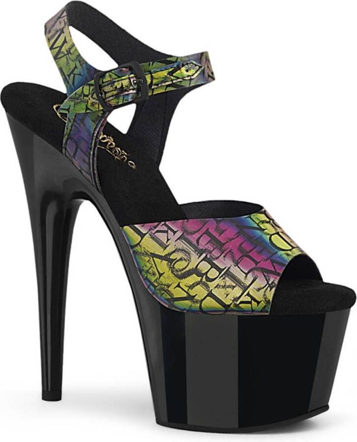 Pleaser Sandaal met enkelband Paaldans schoenen 38 Shoes ADORE 708N LTP Multicolours Zwart