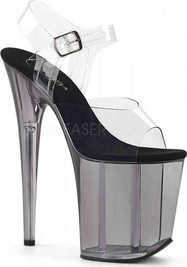 Pleaser Sandaal met enkelband Paaldans schoenen 38 Shoes FLAMINGO 808T Paaldans schoenen Zwart Transparant