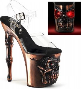 Pleaser Sandaal met enkelband Paaldans schoenen 38 Shoes RAPTURE 808 LT Transparant Bronskleurig