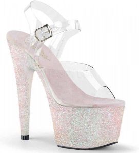 Pleaser Sandaal met enkelband Paaldans schoenen 39 Shoes ADORE 708HMG Paaldans schoenen Roze Transparant