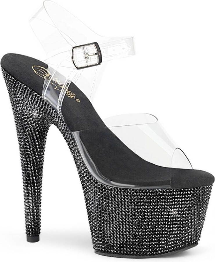 Pleaser BEJEWELED-708DM Sandaal met enkelband Paaldans schoenen Paaldans schoenen 40 shoes Zwart Transparant