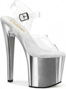 Pleaser . Sandaal met enkelband Paaldans schoenen 39 Shoes ENCHANT 708 Transparant Zilverkleurig