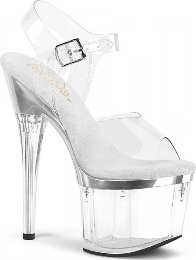 Pleaser shoes Pleaser ESTEEM-708 Sandaal met enkelband Paaldans schoenen 36 Shoes Transparant Zilverkleurig