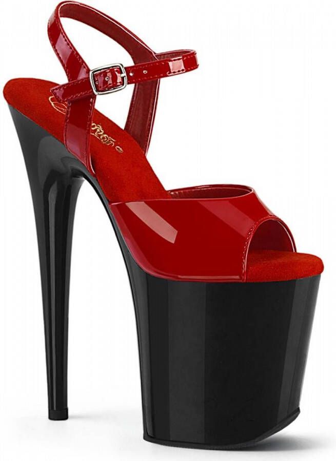 Pleaser Sandaal met enkelband Paaldans schoenen 39 Shoes FLAMINGO 809 Rood Zwart