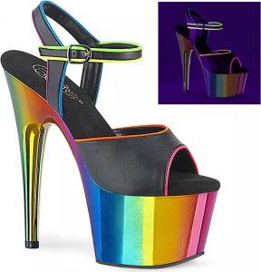 Pleaser Sandaal met enkelband Paaldans schoenen 40 shoes ADORE 709RC 02 Paaldans schoenen Multicolours Zwart