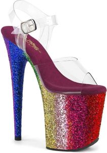 Pleaser Sandaal met enkelband Paaldans schoenen 40 Shoes FLAMINGO 808RBG Regenboog Transparant
