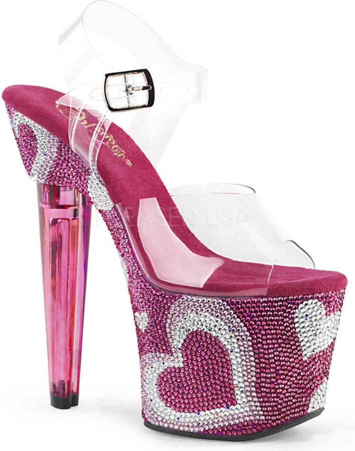 Pleaser Sandaal met enkelband Paaldans schoenen 39 Shoes LOVESICK 708HEART Paaldans schoenen Roze Transparant - Foto 2