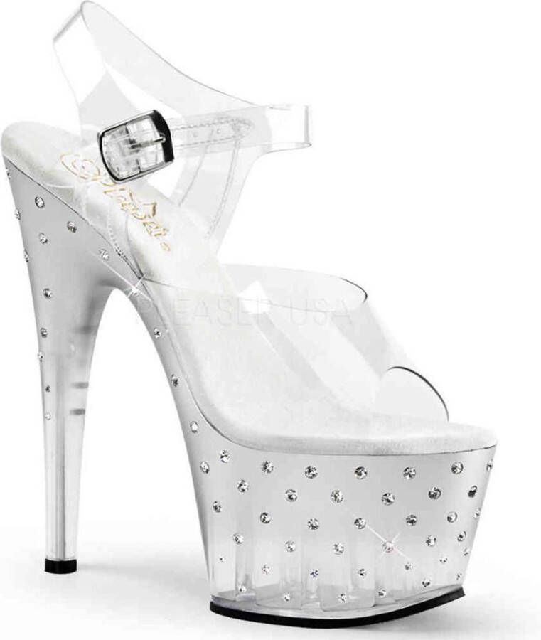 Pleaser Sandaal met enkelband Paaldans schoenen 40 Shoes STARDUST 708T Paaldans schoenen Transparant