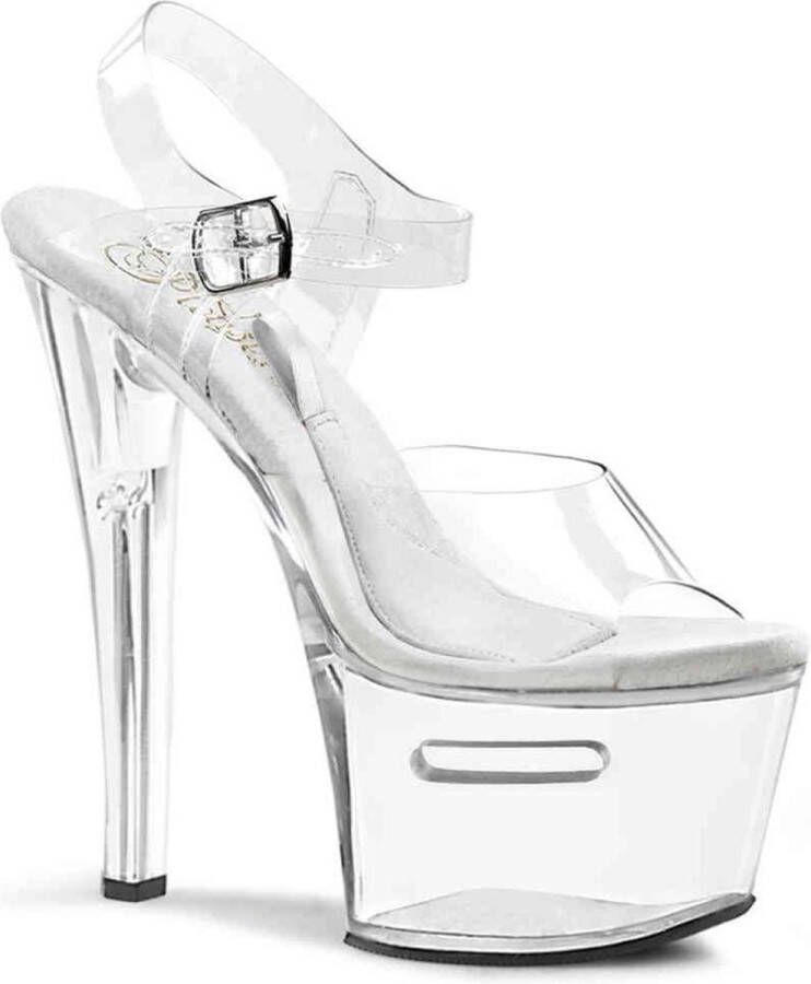 Pleaser Sandaal met enkelband Paaldans schoenen 40 Shoes TIPJAR 708 2 Paaldans schoenen Transparant Zilverkleurig