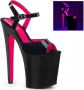 Pleaser Sandaal met enkelband Paaldans schoenen 44 Shoes XTREME 809TT Paaldans schoenen Zwart Roze - Thumbnail 1