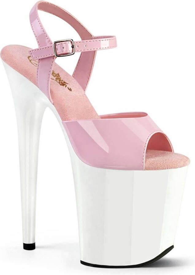 Pleaser Sandaal met enkelband Paaldans schoenen 41 Shoes FLAMINGO 809 Roze Wit