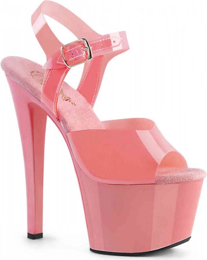 Pleaser Sandaal met enkelband Paaldans schoenen 41 Shoes SKY 308GF Paaldans schoenen Zwart Transparant