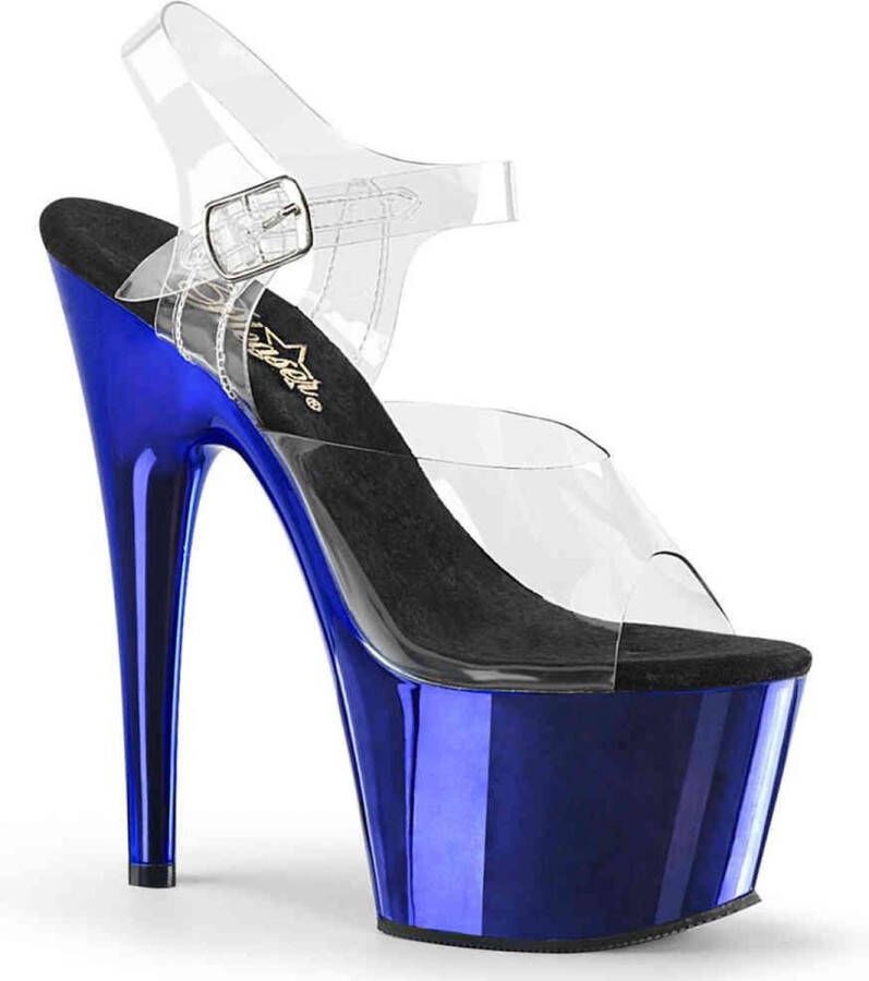 Pleaser Sandaal met enkelband Paaldans schoenen 42 Shoes ADORE 708 Paaldans schoenen Blauw Transparant